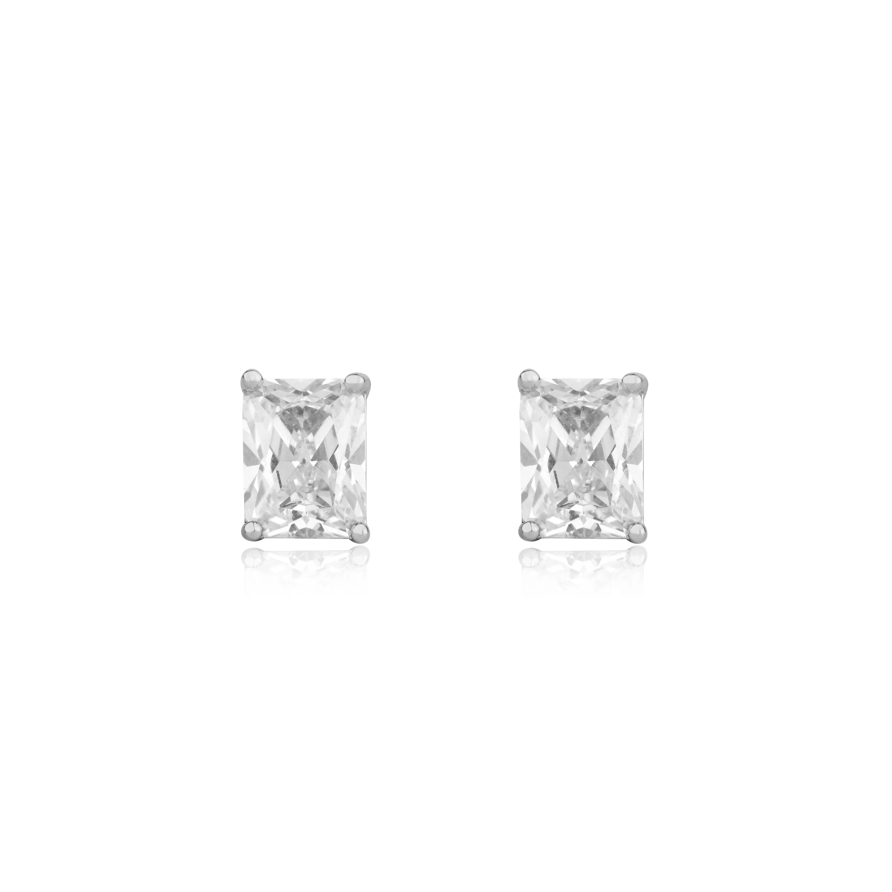 EMERALD CUT MEDIUM SOLITAIRE EARRINGS - Image 4