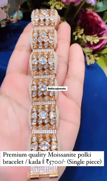 Moissanite polki Gajra Kada/ Bracelet (single piece) - Image 3