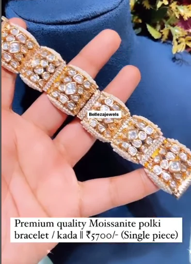 Moissanite polki Gajra Kada/ Bracelet (single piece) - Image 4