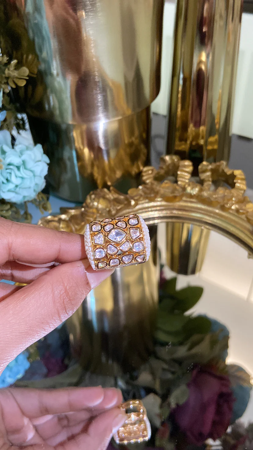 Pearl Polki Adjustable ring - Image 3