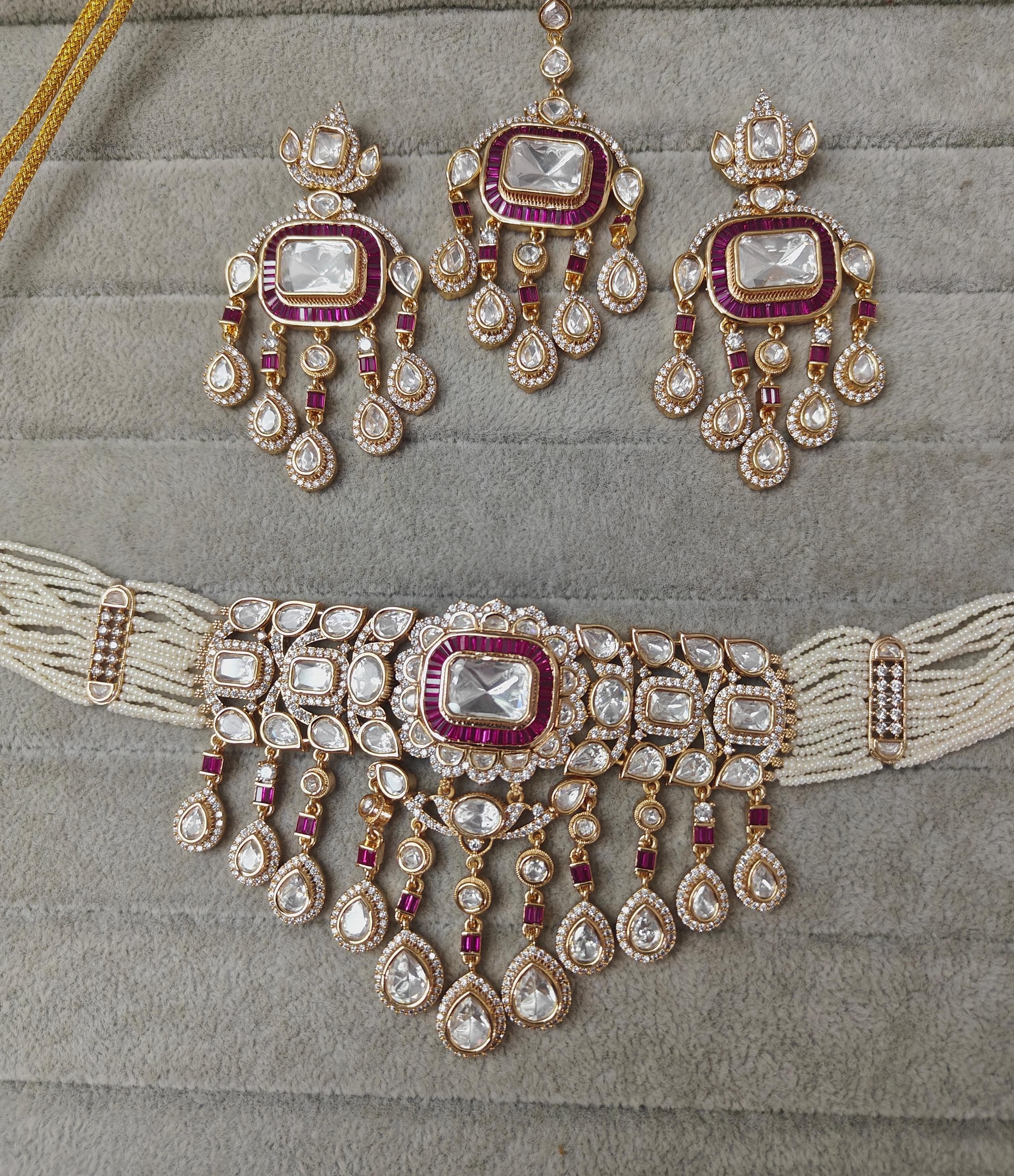 Festive baguette polki choker set - Image 3