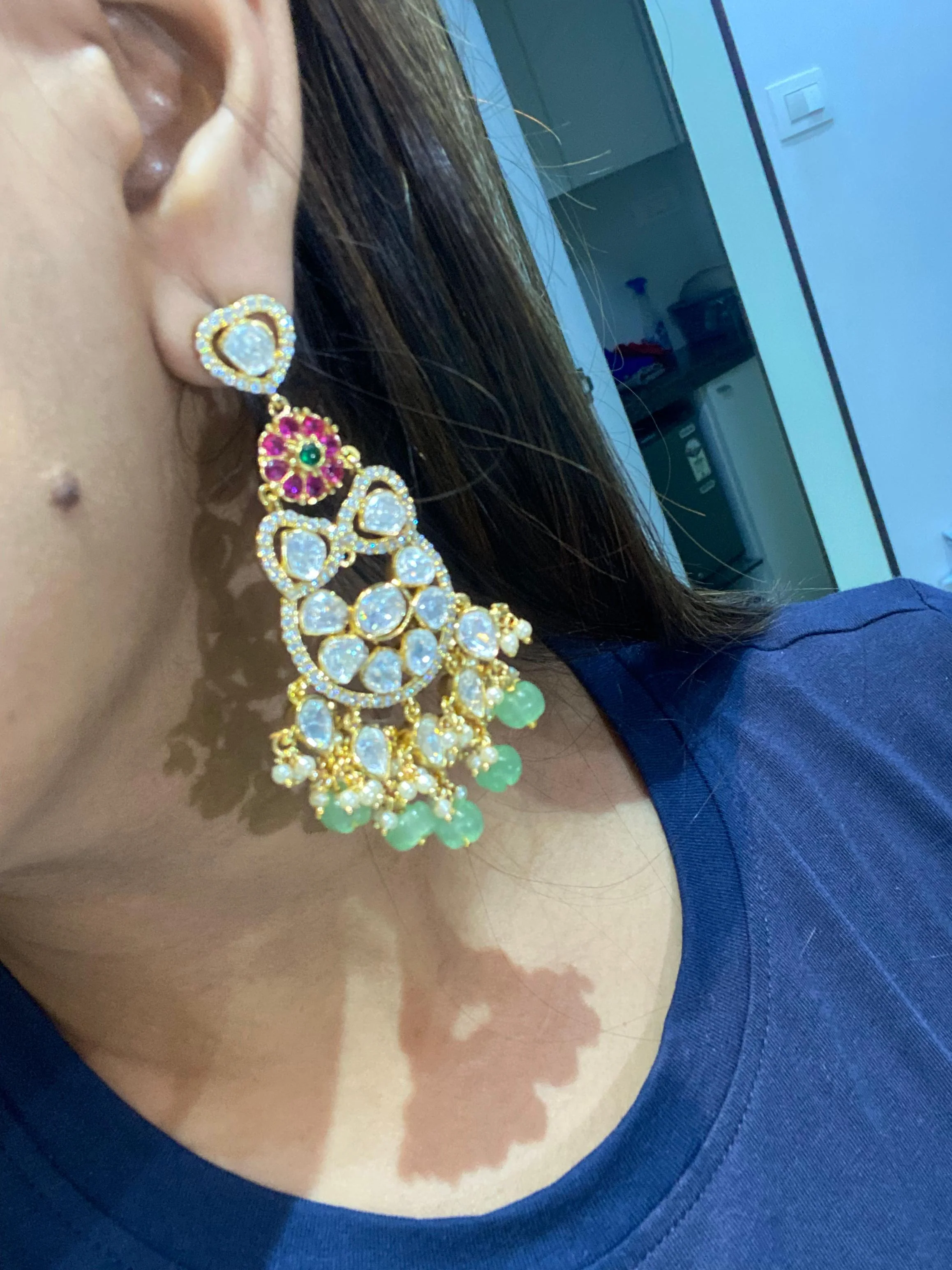 Sharara Moissanite Polki Earrings 🫰🏻 - Image 3